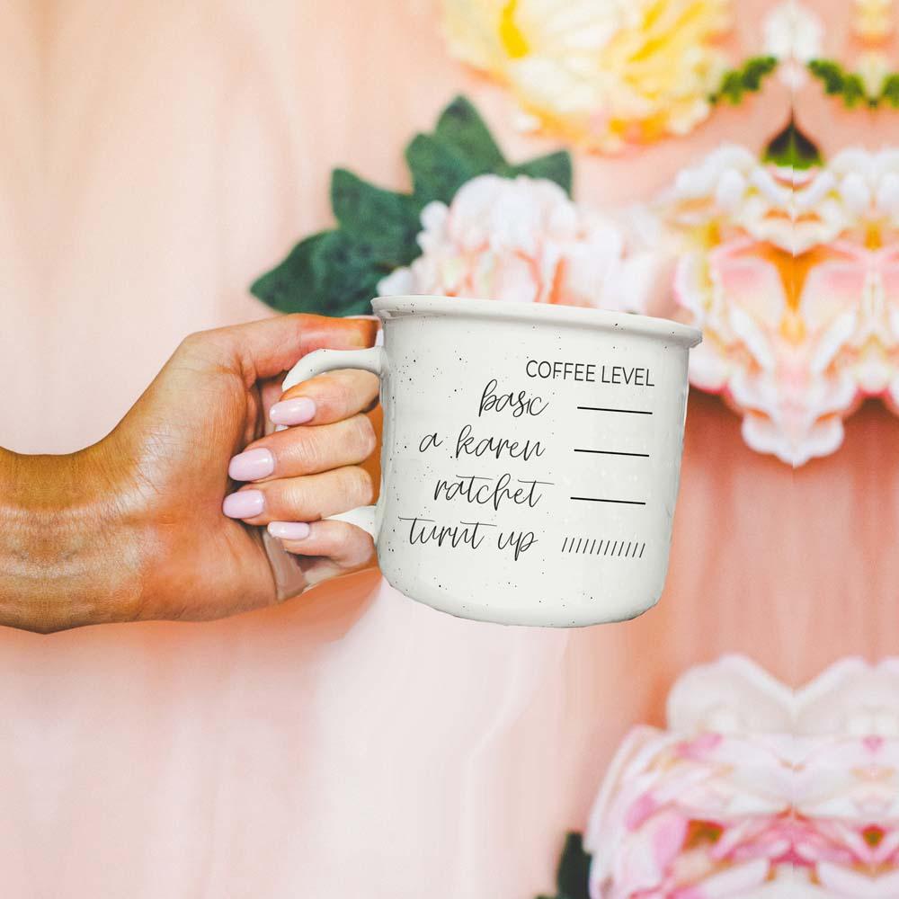 Modern calligraphy coffee mood tracker mug